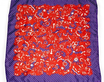 Blue & Red Smiley Flower Scarf
