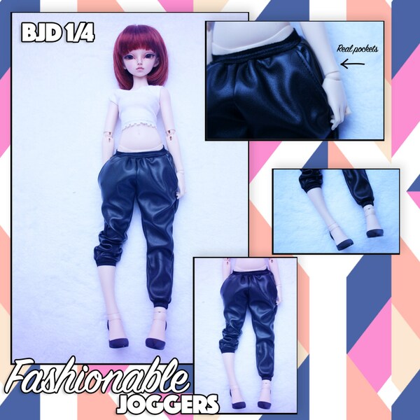 BJD MSD 1/4 moda ecopelle jogging pants