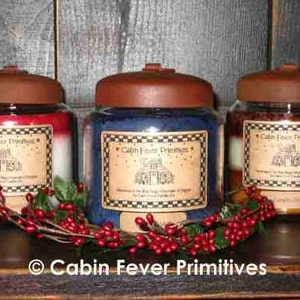 Primitive Apothecary Jar Candle - Rustic / Cabin / Farmhouse style - 16 oz.