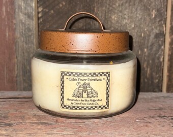 Primitive Apothecary Jar Candle - Rustic / Cabin / Farmhouse Style 10 oz.