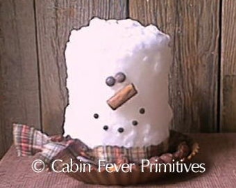 Snowman Candle, Lumpy, Bumpy, Primitive & Grubby, 2 sizes