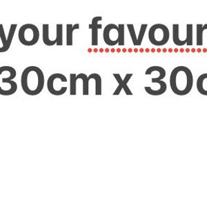 May include: Text that reads "What is your favourite album? 30cm x 30cm"