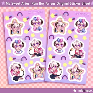 My Sweet Aries: オリジナルかわいいパステル羊ステッカーシート