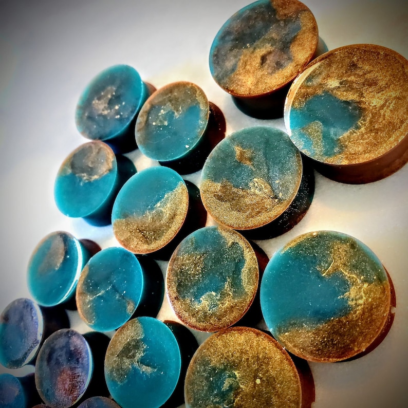 Unique Turquois and Bronze Resin Plugs pair Etsy