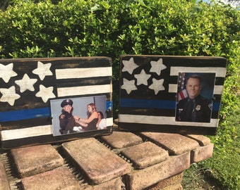 Thin Blue Line picture frame gift for policeman police officers gift police academy photo frame