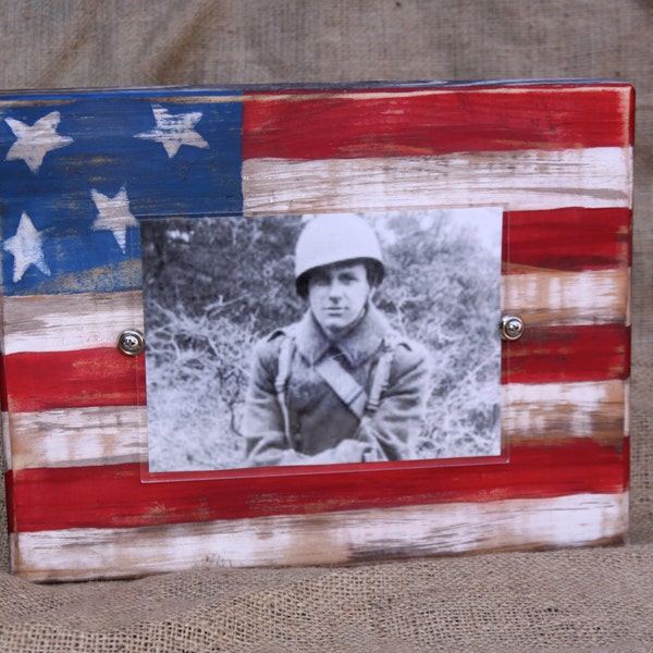 American Flag Wood Picture Frames Etsy