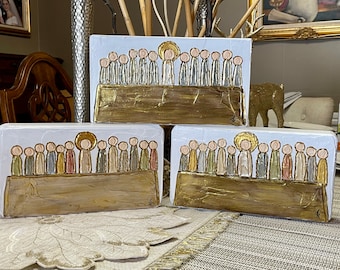 Lord’s Supper painting art Jesus and the disciples inspirational art textured home decor