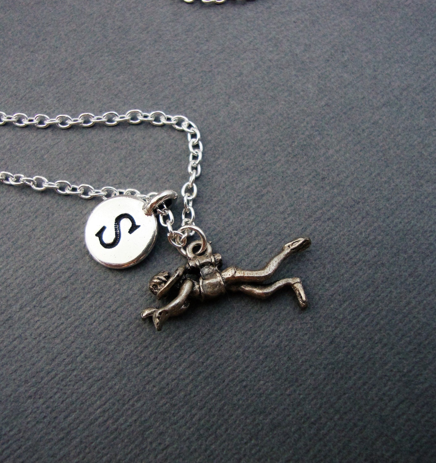  Scuba  Diver Necklace  Scuba Diving Necklace  Silver Scuba  