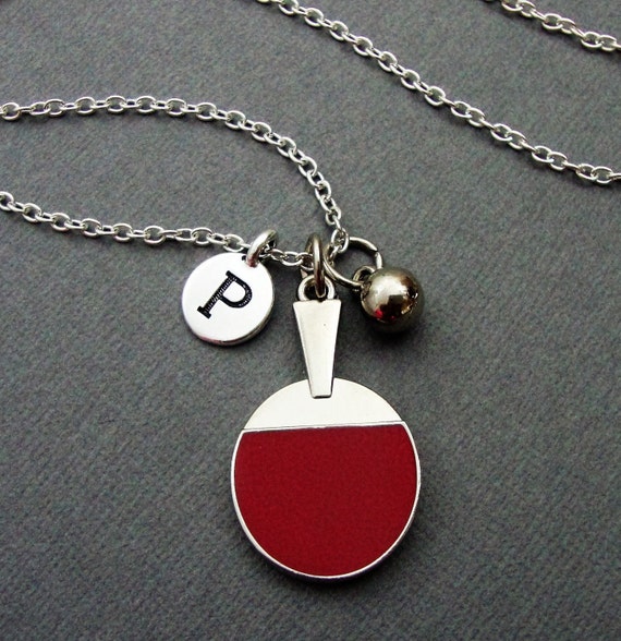 Red Ping Pong Paddle Necklace Ping Pong Racket Charm Jewelry Etsy