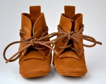 Baby Boots, Baby Moccasins, Toddler Moccasins, Leather Moccasins, Toast Brown Soft Soled Boots