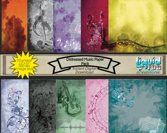 Music-Themed Vintage Paper Pack – 12x12 Digital Collage Sheets for Scrapbooking & Junk Journals