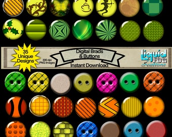 Digital buttons & glass brads package for scrapbooking embellishments , journals or digital planners