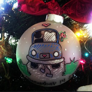 Kerstornament Newlyweds Just Married Car Aangepast