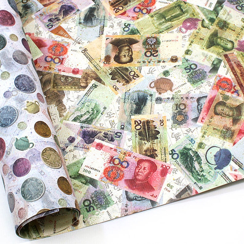 8 sheets WORLD MONEY Collection wrapping paper for Gift Wrap Etsy
