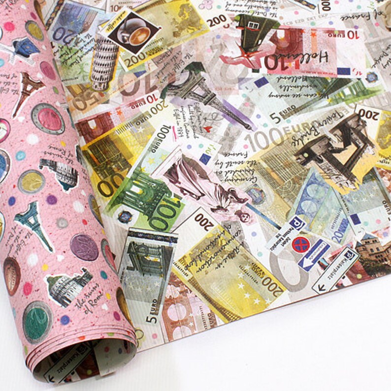 8 sheets WORLD MONEY Collection wrapping paper for Gift Wrap Etsy