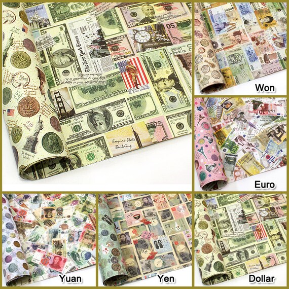 8 sheets WORLD MONEY Collection wrapping paper for Gift Wrap Etsy
