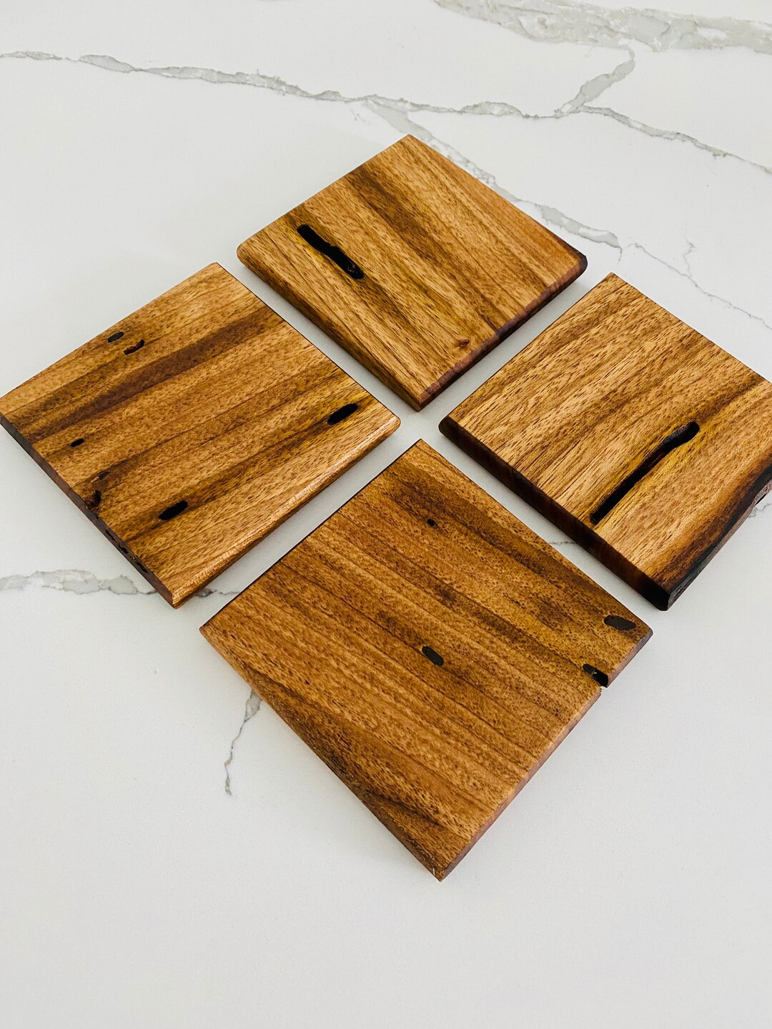 Handmade Butternut Wood Coaster Set: Rustic Bar Decor - Etsy