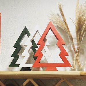 Handmade Wooden Christmas Tree: Painted Holiday Mantle Decor