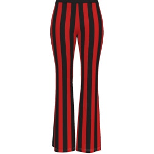 Women's Red & Black Striped Flare Pants