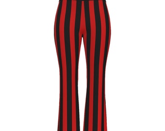 Women's Red & Black Striped Flare Pants