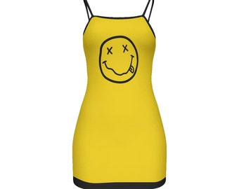 Women's Yellow Smiley Face Cami Tank Dress