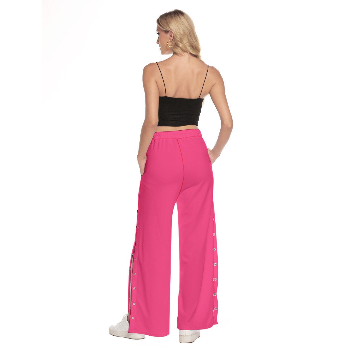 Women's Side Slit Snap Button Pants- Pink - Etsy