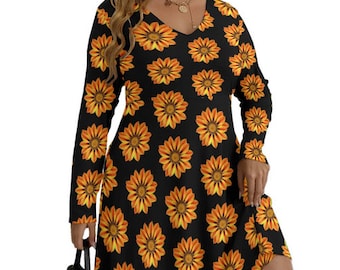 Short Sunflower Dress With Long Sleeves - Etsy