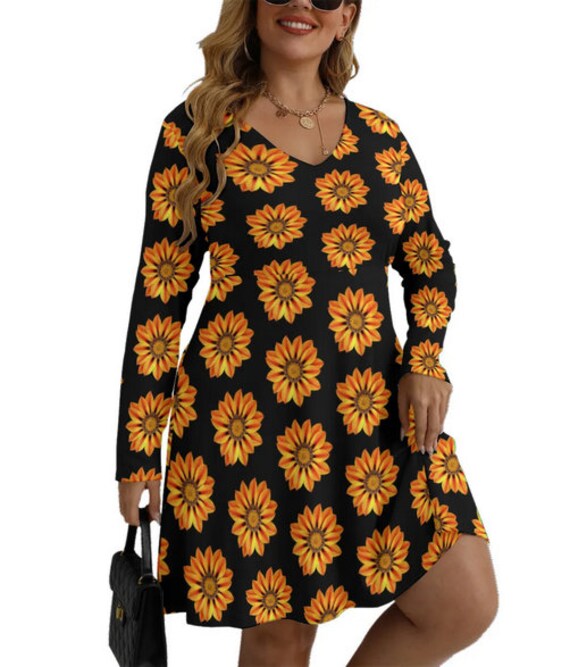 knee length dresses for ladies Mexican long dress||Mexican strapless dress||FloraL long dress||Sunflower  dress||Long dress for women||Mexican dress for party|| main image 0