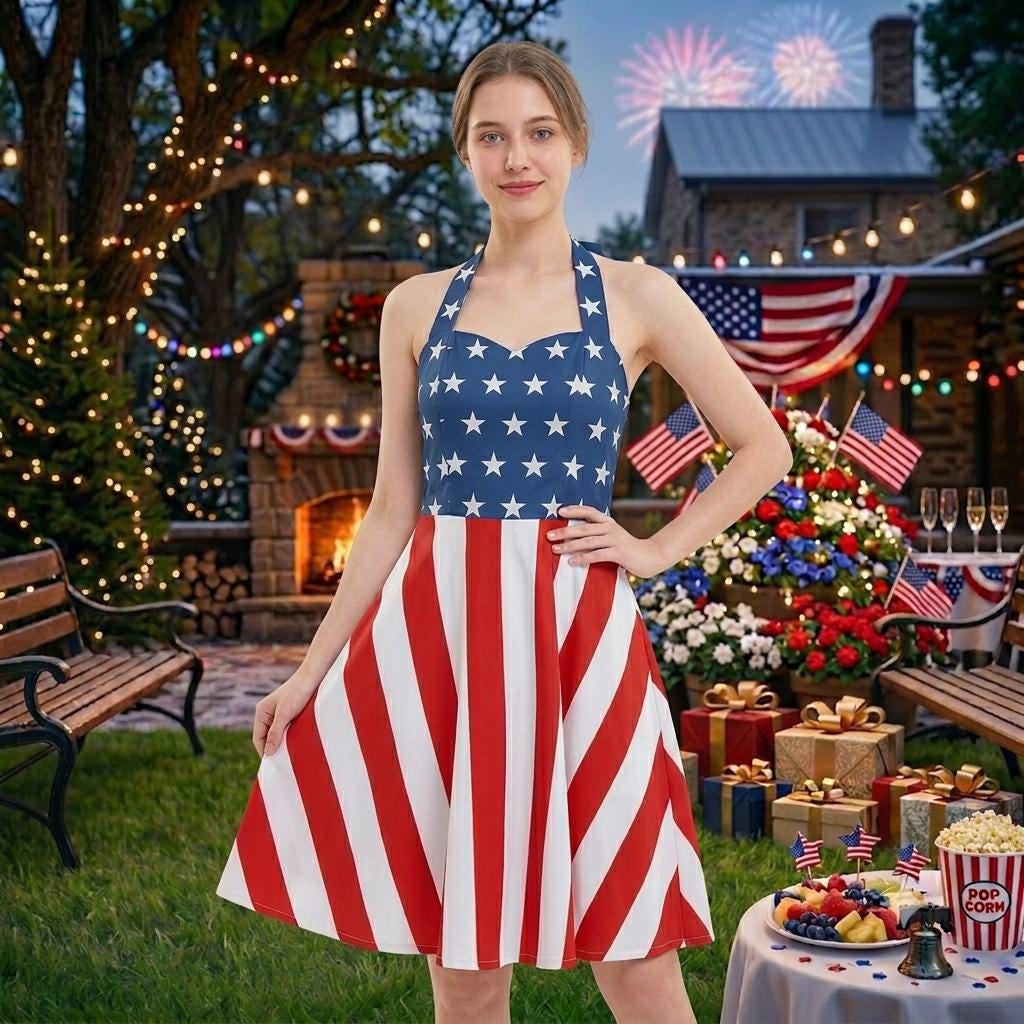 american flag halter dress Patriotic OCCASION_FORMAL