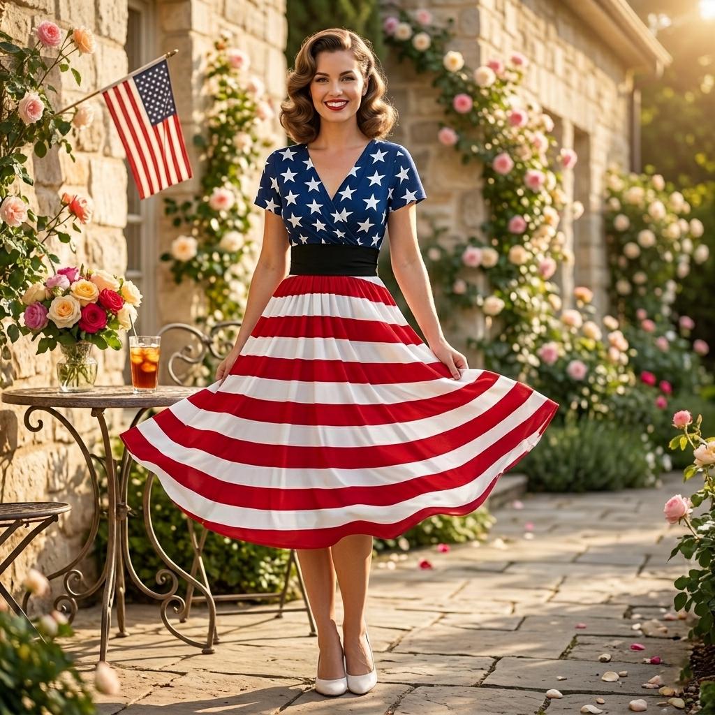 Star-spangled American Flag Dress - Stars & Stripes Midi With