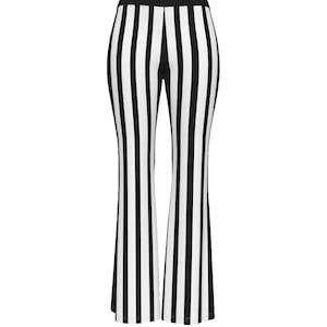 Women&#39;s Black & White Striped Flare Pants