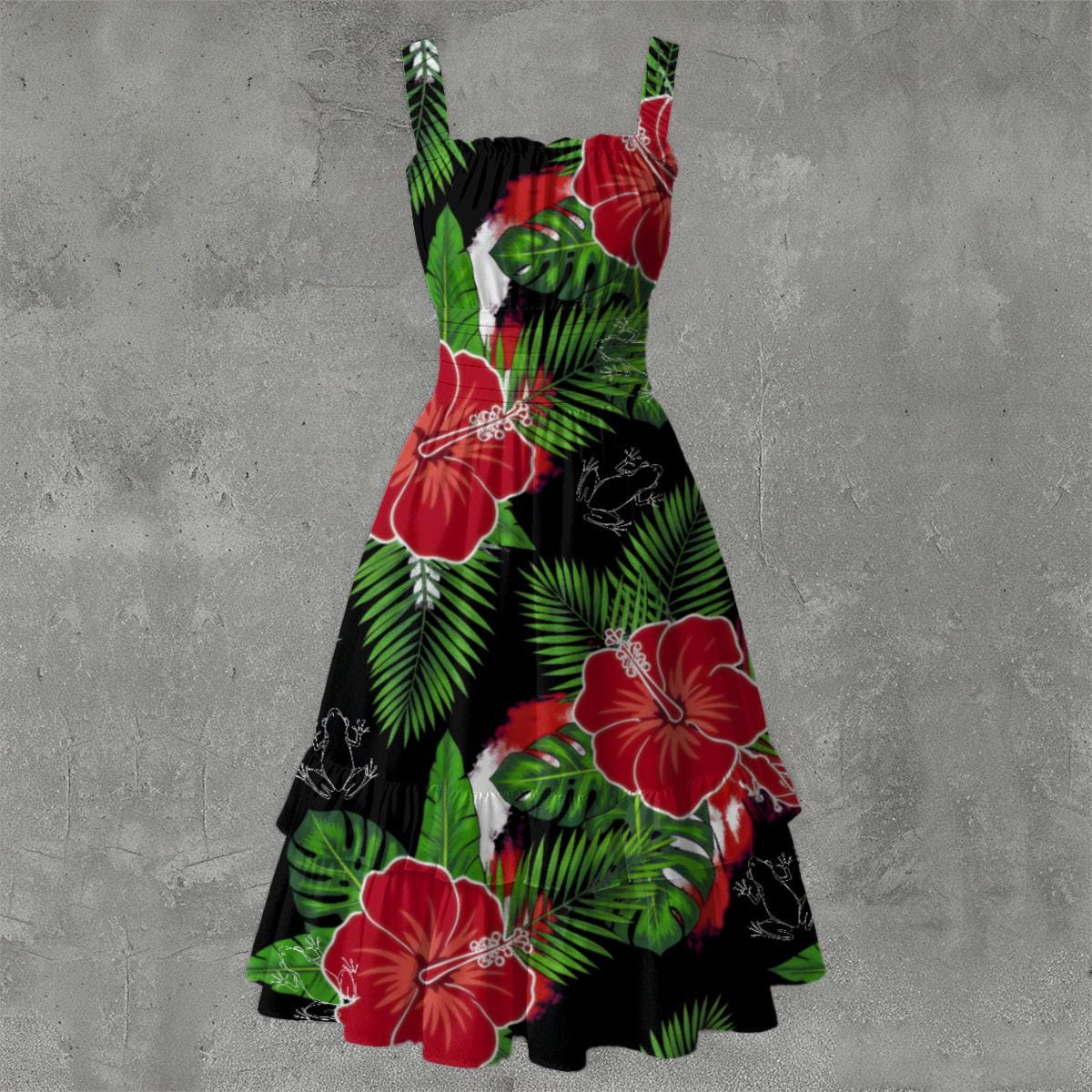 knee length dresses for ladies Hibiscus Sleeveless Empire Waist Midi Dress | Occasion Dress in Sizes  XXS–6X main image 1
