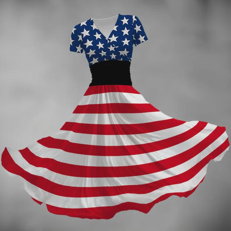 Star-spangled American Flag Dress - Stars & Stripes Midi With