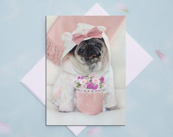 THANK You Card, Kindness is More, 5 x 7 Pug Greeting Card by Pugs and Kisses