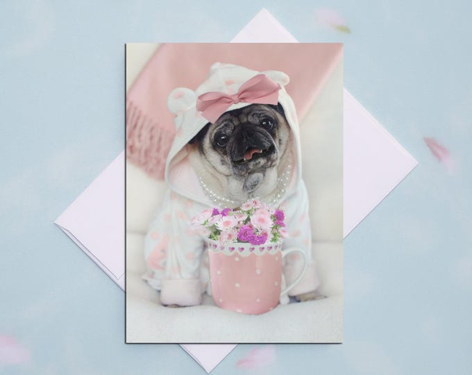 THANK You Card, Kindness is More, 5 x 7 Pug Greeting Card by Pugs and Kisses
