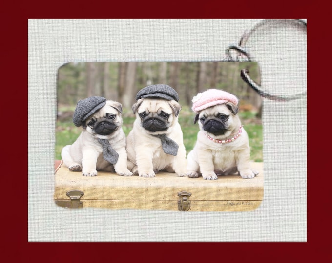 Pug Keychain - Hats and Ties - Gift for Pug Lovers by Pugs and Kisses
