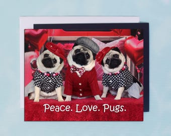 Pug Magnet - Peace Love Pugs - 5 x 4 Pug magnet - by Pugs and Kisses
