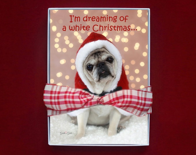 BOXED CHRISTMAS Cards - I'm Dreaming Of A White Christmas - pug christmas cards - 5x7 -