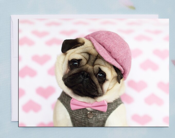 Pug Valentine Card - Will You Be Mine? - 5x7 Valentine's Day Pug Card