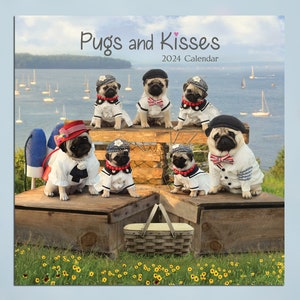 2024 Wall CALENDAR - Pug Calendar - Pugs and Kisses