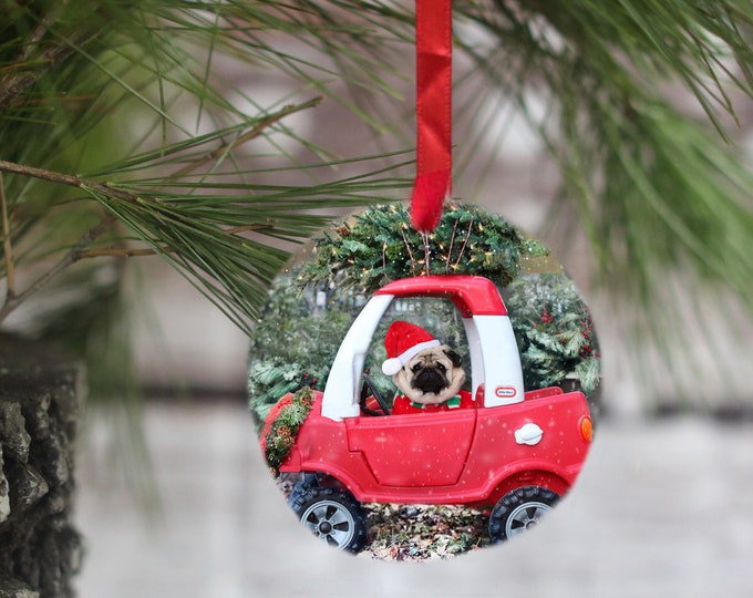 NEW Pug Ornament - At Christmas All Roads Lead Home - Gift for Pug Lovers by Pugs and Kisses