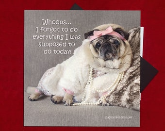 Pug Magnet - Whoops! - 5x5  Pug magnet - by Pugs and Kisses