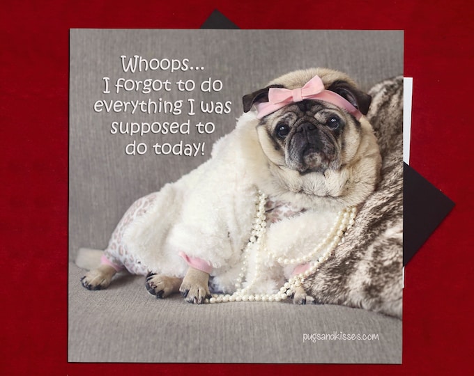 Pug Magnet - Whoops! - 5x5  Pug magnet - by Pugs and Kisses