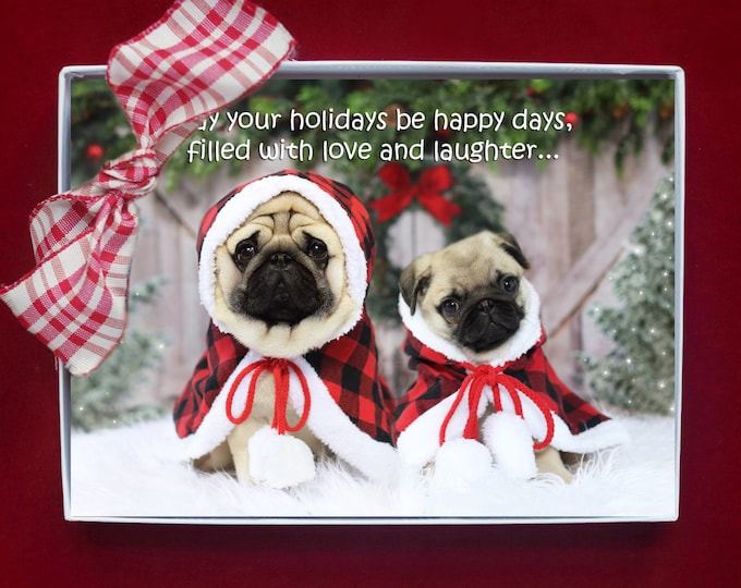 BOXED HOLIDAY Cards - May Your Holidays Be Happy Days - Pug Holiday Cards - 5x7