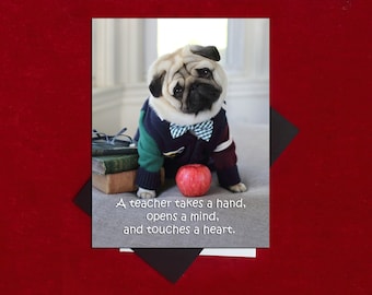 Pug Magnet - A Teacher Takes a Hand - 4x5  Pug magnet - by Pugs and Kisses