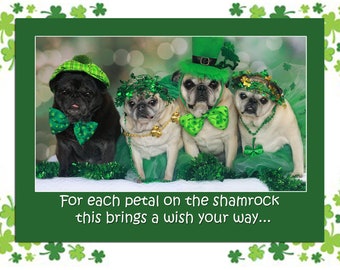 Puggy Irish Blessing St. Patrick's Day Card by Pugs and Kisses