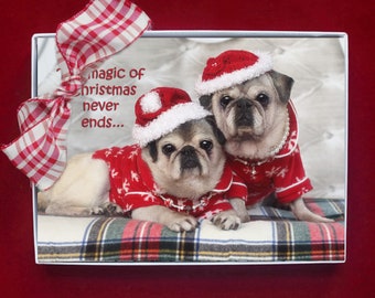 BOXED Christmas Cards - The Magic of Christmas - Pug Christmas cards - 5x7 by Pugs and Kisses