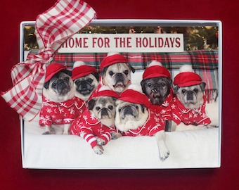 BOXED CHRISTMAS Cards - Home for the Holidays - Pug Holiday Cards - 5x7