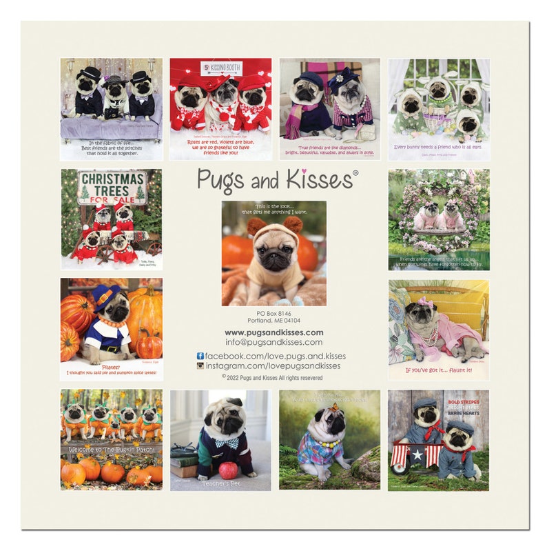 2023 Wall CALENDAR Pug Calendar Pugs and Kisses - Etsy
