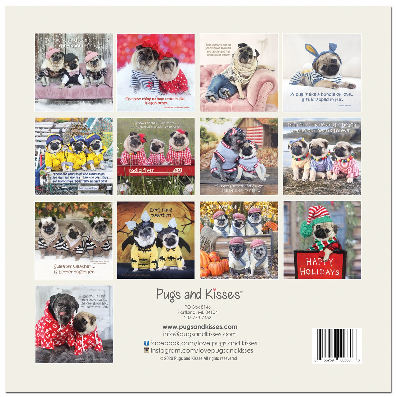 2021 Wall CALENDAR - Pug Calendar - Pugs and Kisses